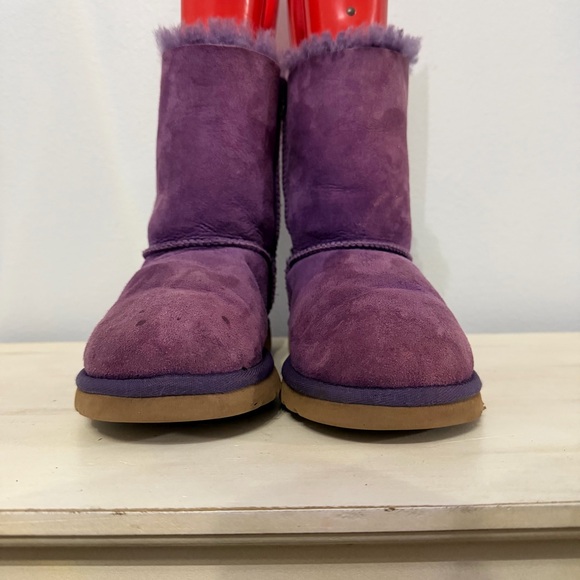 Ugg Purple Suede Bailey Bow Short Boots - Picture 4 of 8